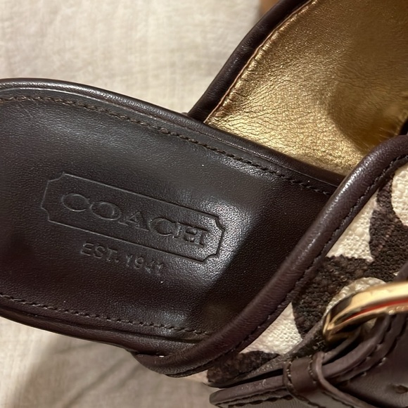 Coach Signature Brown and White Wedges - Picture 2 of 6